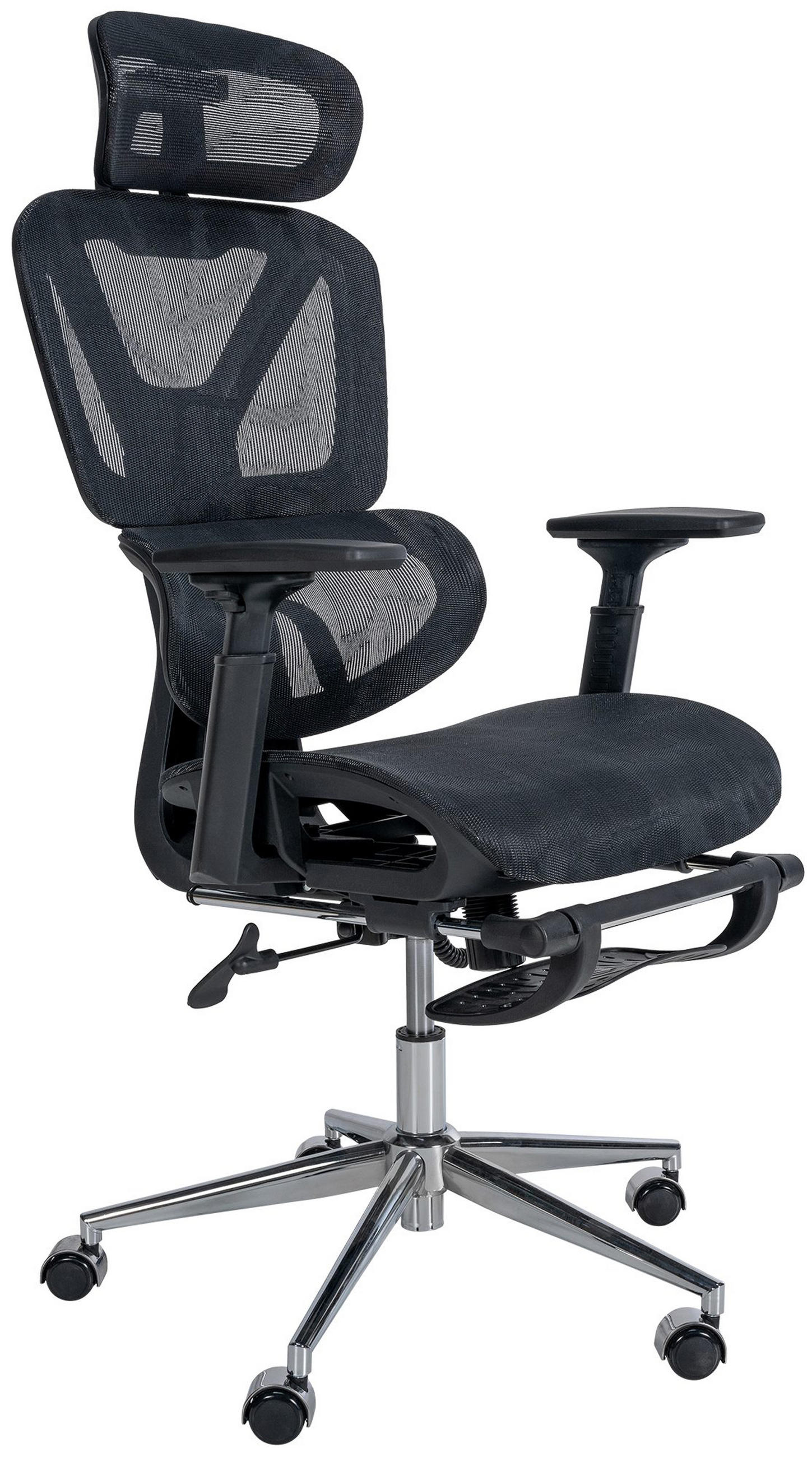 BÜROSTUHL Orionyx schwarz - Chromfarben/Schwarz, Kunststoff/Metall (65/130/68cm) - TPFLiving
