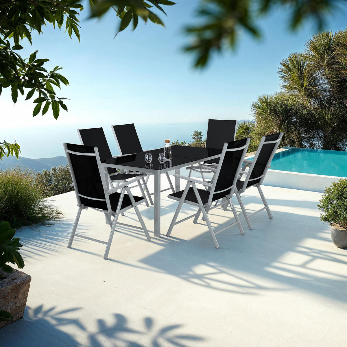 GARTENSTUHL 8er Set Marilena, 67 x 56 x 105 cm,silber - Silberfarben, Metall (56/105/67cm) - tectake