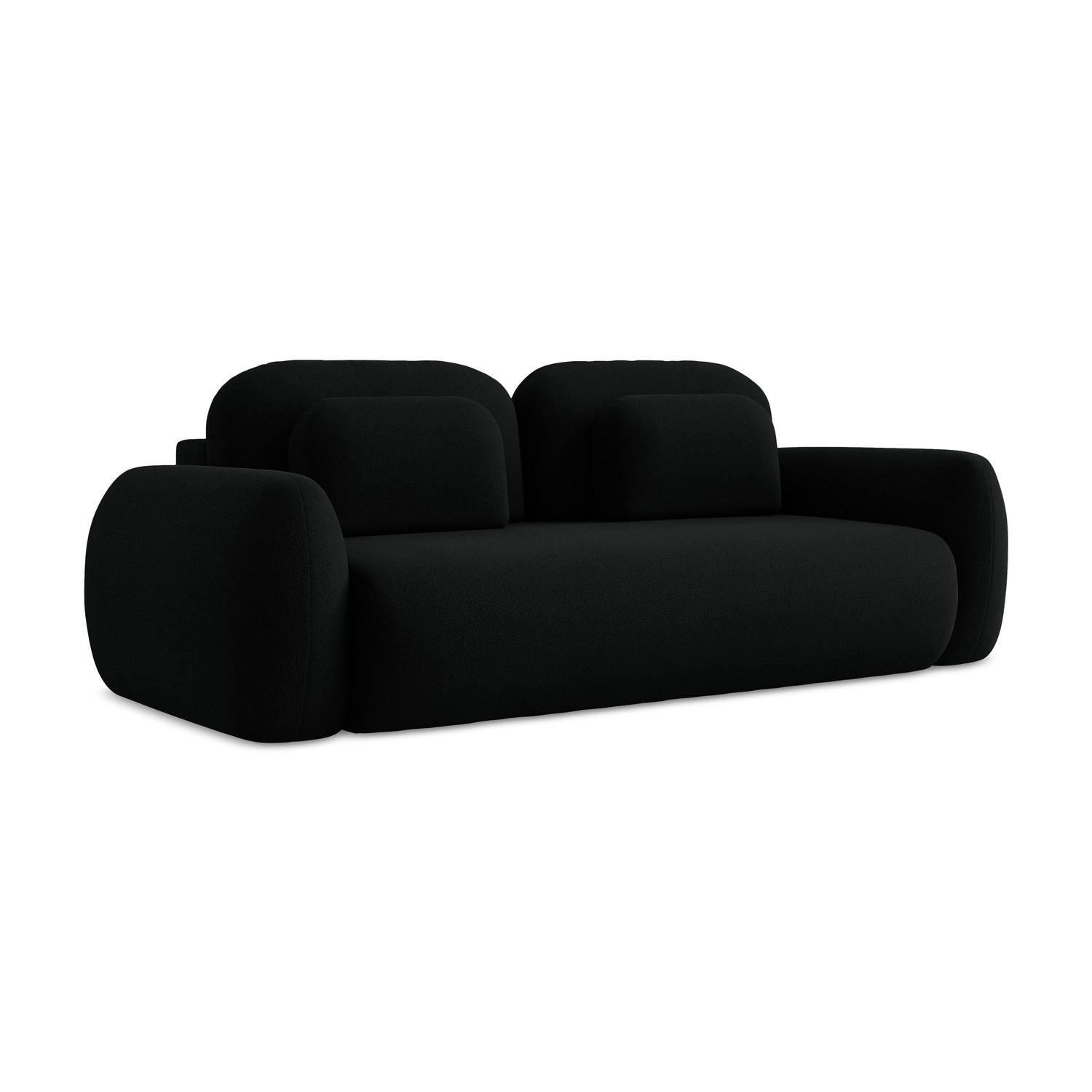 3-SITZER SOFA mit Schlaffunktion Bouclé Stoff Schwarz - Schwarz, Holzwerkstoff/Kunststoff (266/95/121cm) - LaMiaSofa