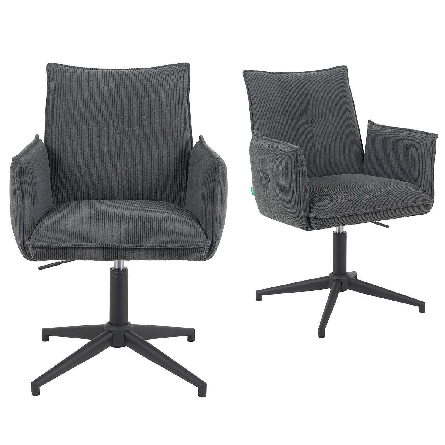 BÜROSTUHL Mika-Till - Anthrazit/Schwarz, Textil/Metall (60/85/63cm) - DUBI Möbel
