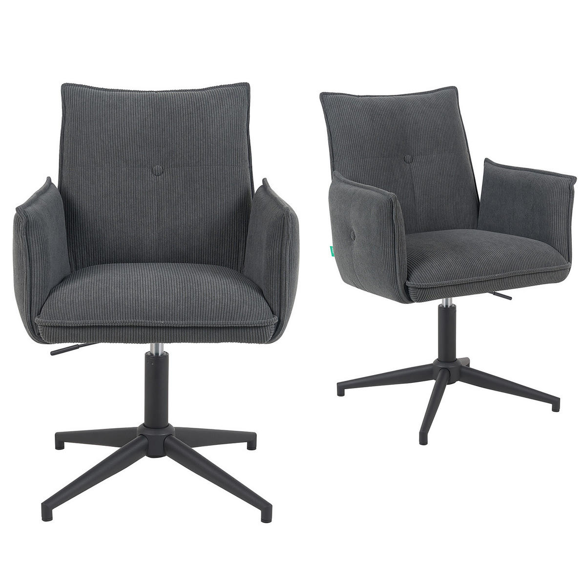 BÜROSTUHL Mika-Till - Anthrazit/Schwarz, Textil/Metall (60/85/63cm) - DUBI Möbel