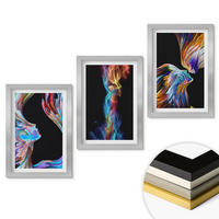 WANDBILDER 3er Set - 20x30 cm Silberner Rahmen - Bunte abstrakte Gesichter - Silberfarben, Kunststoff (20/30cm) - ArtPrintCave