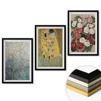 WANDBILDER 3er-Set - 40x60 cm Schwarzer Rahmen - Blumen des Baumes (Gemälde von Klimt) - Schwarz, Kunststoff (40/60cm) - ArtPrintCave