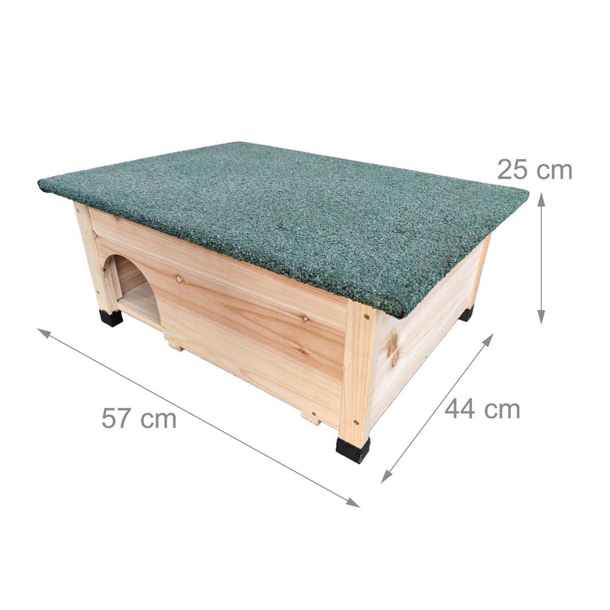 DOMEK přírodní pro ježky jedlové dřevo bitumenová střecha 25/57/44 cm - světle hnědá, dřevo/papír (57/25/44cm) - Relaxdays