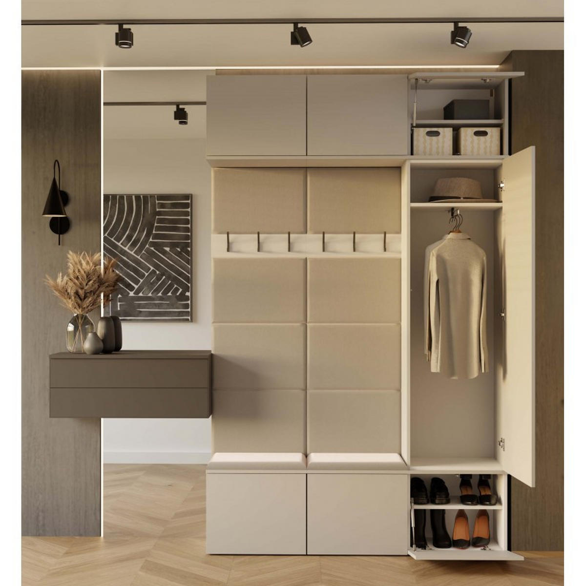 DULAP modern, set de dulapuri: dulap pentru haine și dulap pentru pantofi „cașmir” 150/238/35 - cașmir, compozit lemnos (150/238/35cm) - RAUMHIRSCH FURNITURE