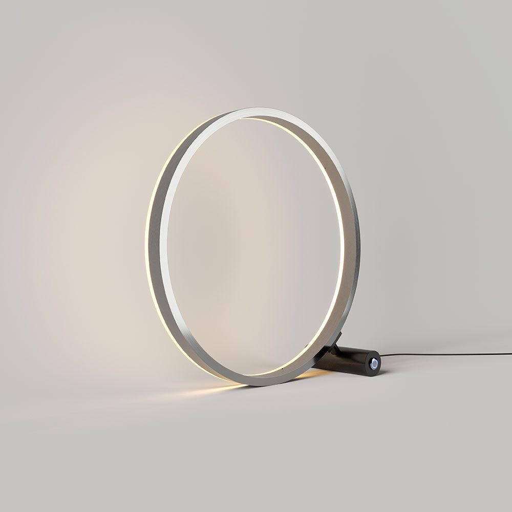 LED-TISCHLAMPE Ring Direkt/Indirekt Schwarz/Aluminium Ø 40cm - Schwarz/Alufarben, Metall (3.3/40/40cm) - s.luce