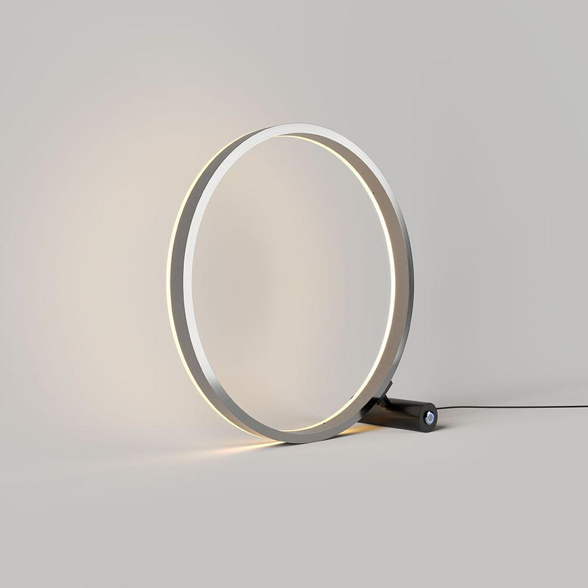 LED-TISCHLAMPE Ring Direkt/Indirekt Schwarz/Aluminium Ø 40cm - Schwarz/Alufarben, Metall (3.3/40/40cm) - s.luce