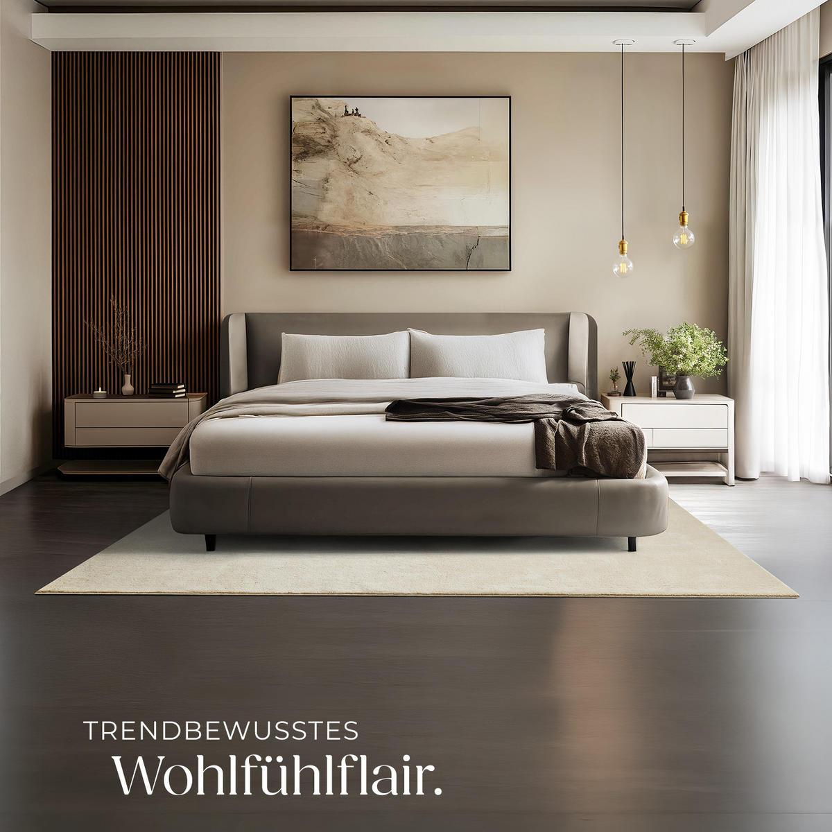 KURZFLORTEPPICH Soft Zone,rutschfeste Unterseite,beige - Beige, Kunststoff (230/160cm) - tectake