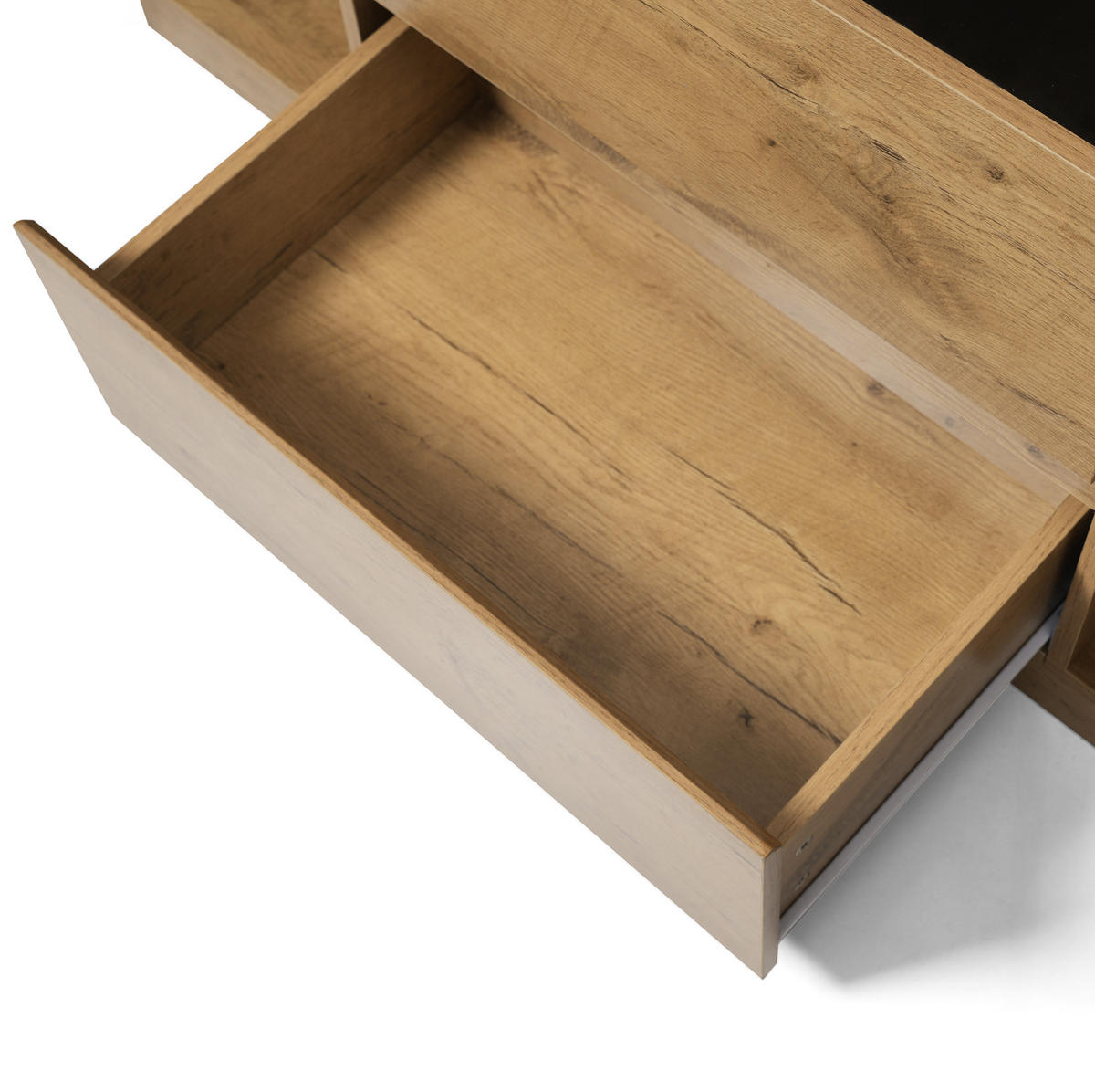 SIDEBOARD 140/70/40 cm Eiche aus Holz, Glas und Metall mit verstellbaren Einlegeböden - Eichefarben, Glas (40/70/140cm) - OKMYHOME