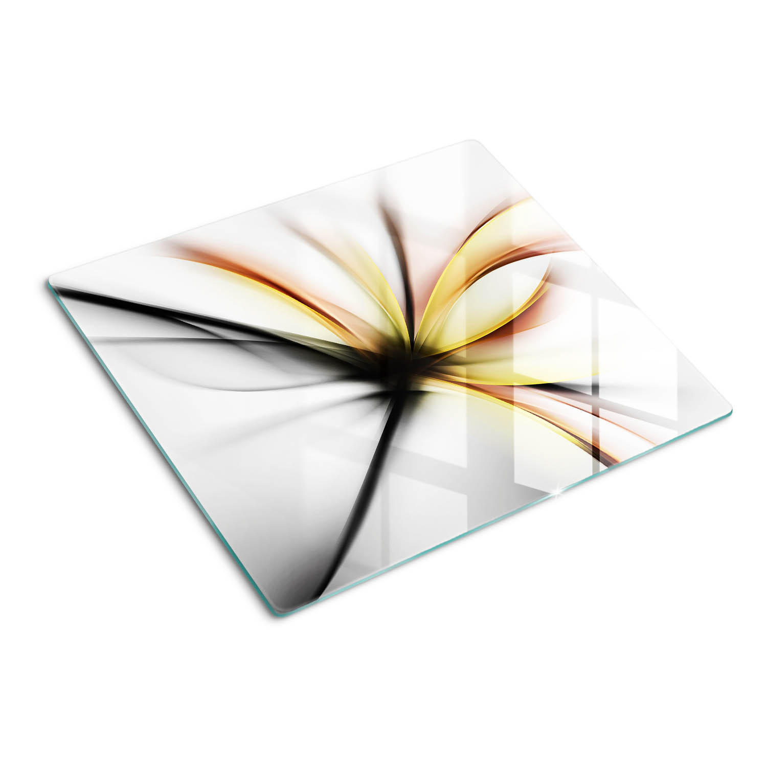 GLASPLATTE 60x52 cm Abstrakte Blume - Gelb, Glas (60/0.4/52cm) - TULUP