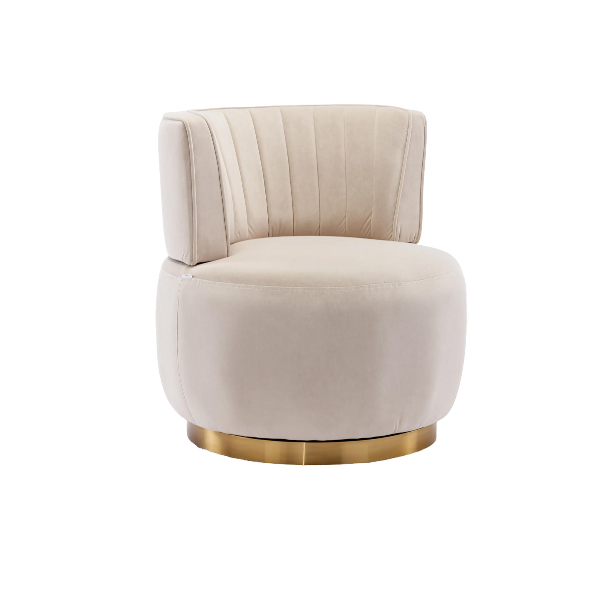 SESSEL Samt Beige drehbar - Beige, Holzwerkstoff/Textil (62.5/69.5/62cm) - WISHDOR
