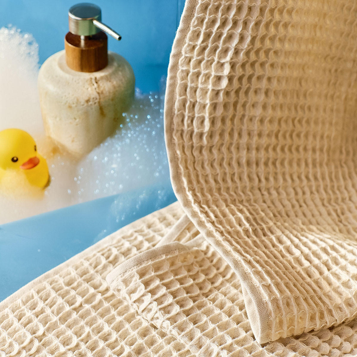 BADETUCH Vaffel beige 70/130 cm - Beige, Textil (70/130cm) - Homla