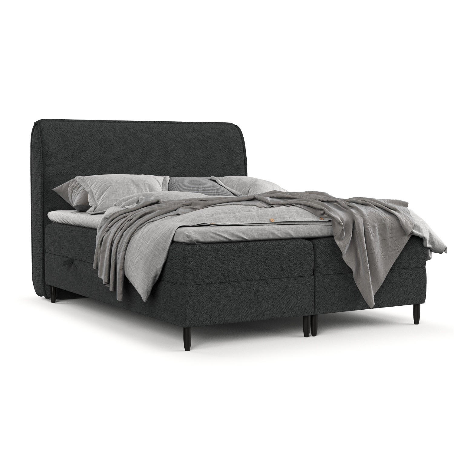 BOXBETT Lunaro 180/200 cm Anthrazit im Bubble Stoff - Anthrazit/Schwarz, Holz/Holzwerkstoff (180/200cm) - AltaBeds