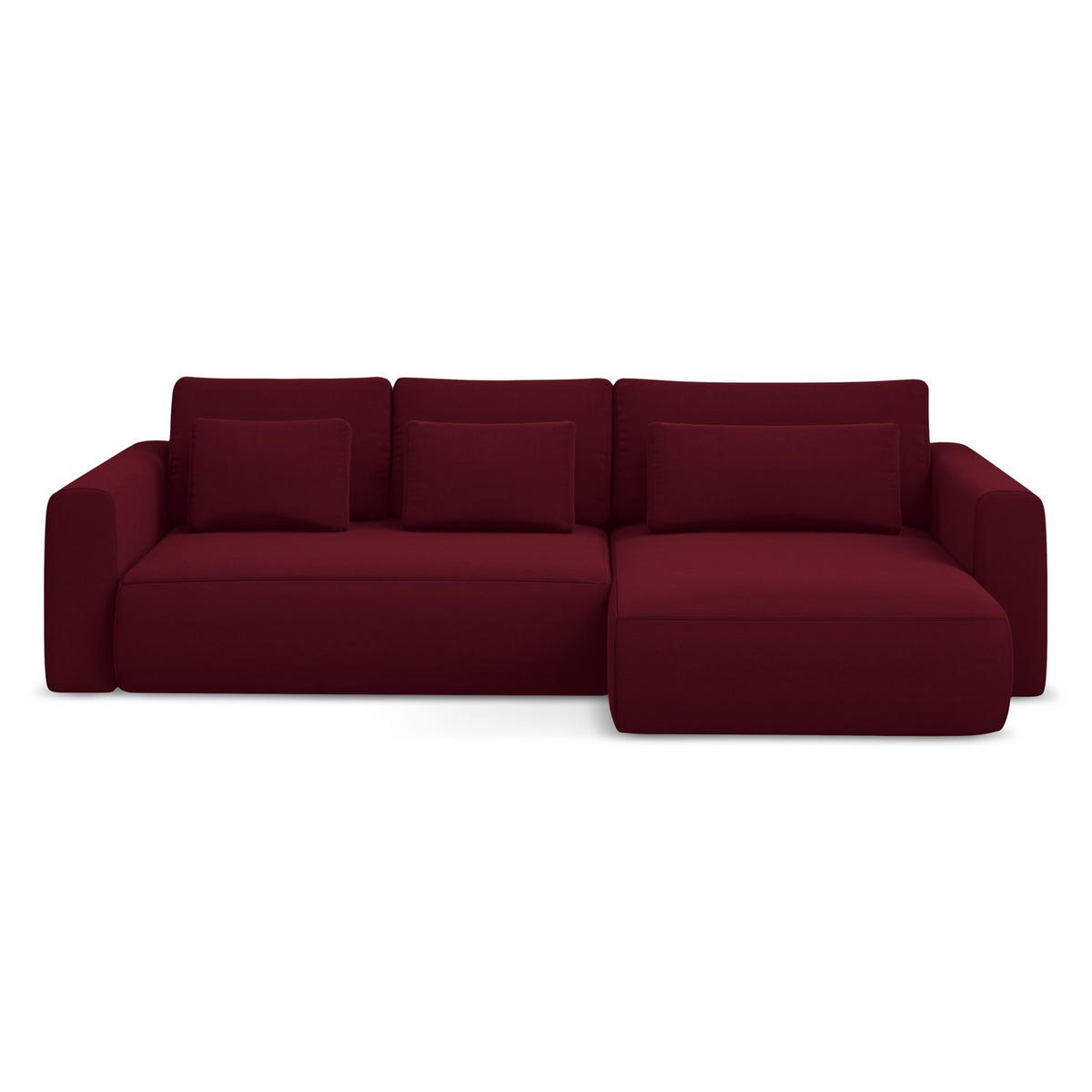 ECKSOFA mit Schlaffunktion Samt Stoff Rot - Bordeaux/Rot, Kunststoff/Textil (278/149cm) - LaMiaSofa