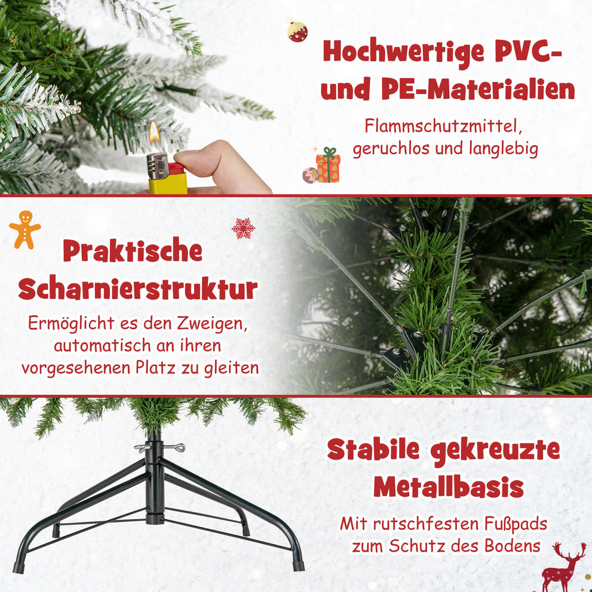 WEIHNACHTSBAUM 190cm Grün - Grün, Metall (190cm) - COSTWAY