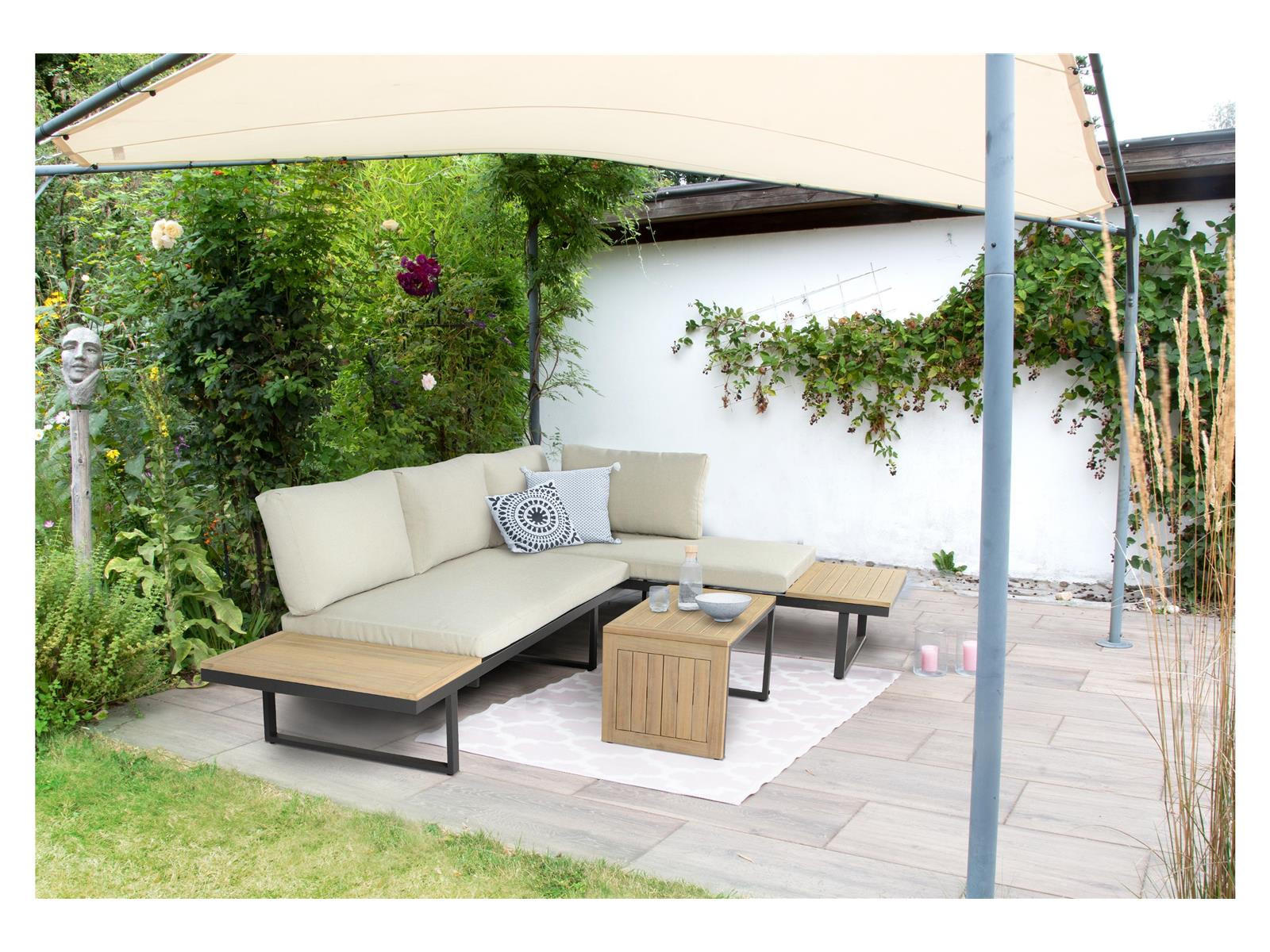 GARTEN-ECKLOUNGE Celano Beige Aluminium für 4 Personen - Grau, Kunststoff - Green Spirit