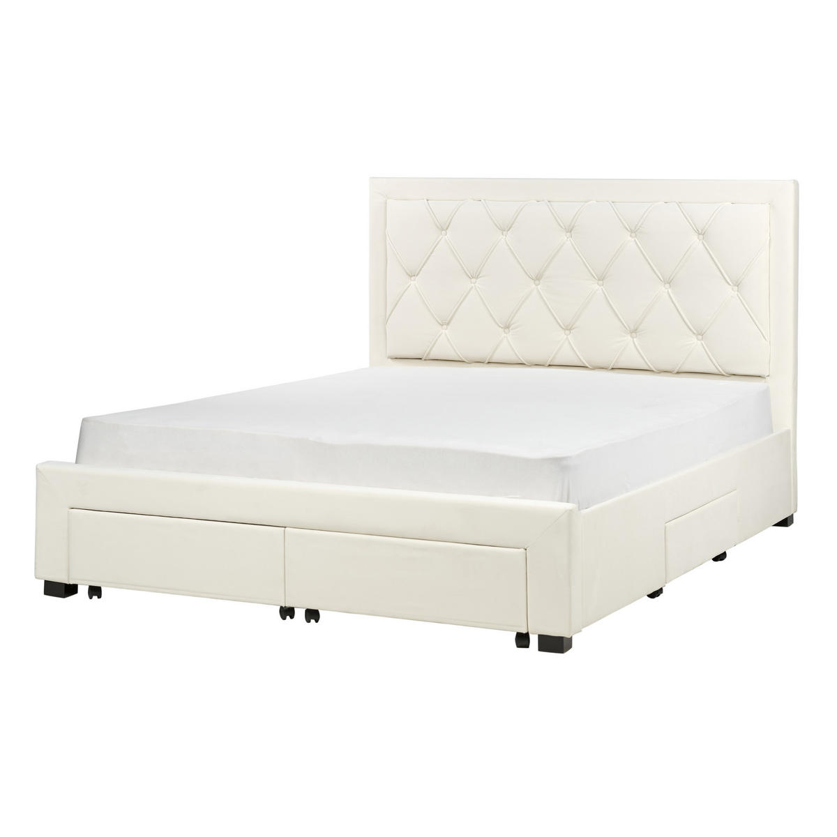 BETT mit Schubladen 160/200 cm Samtstoff Hellbeige Lievin - Beige, Textil (160/200cm) - Beliani