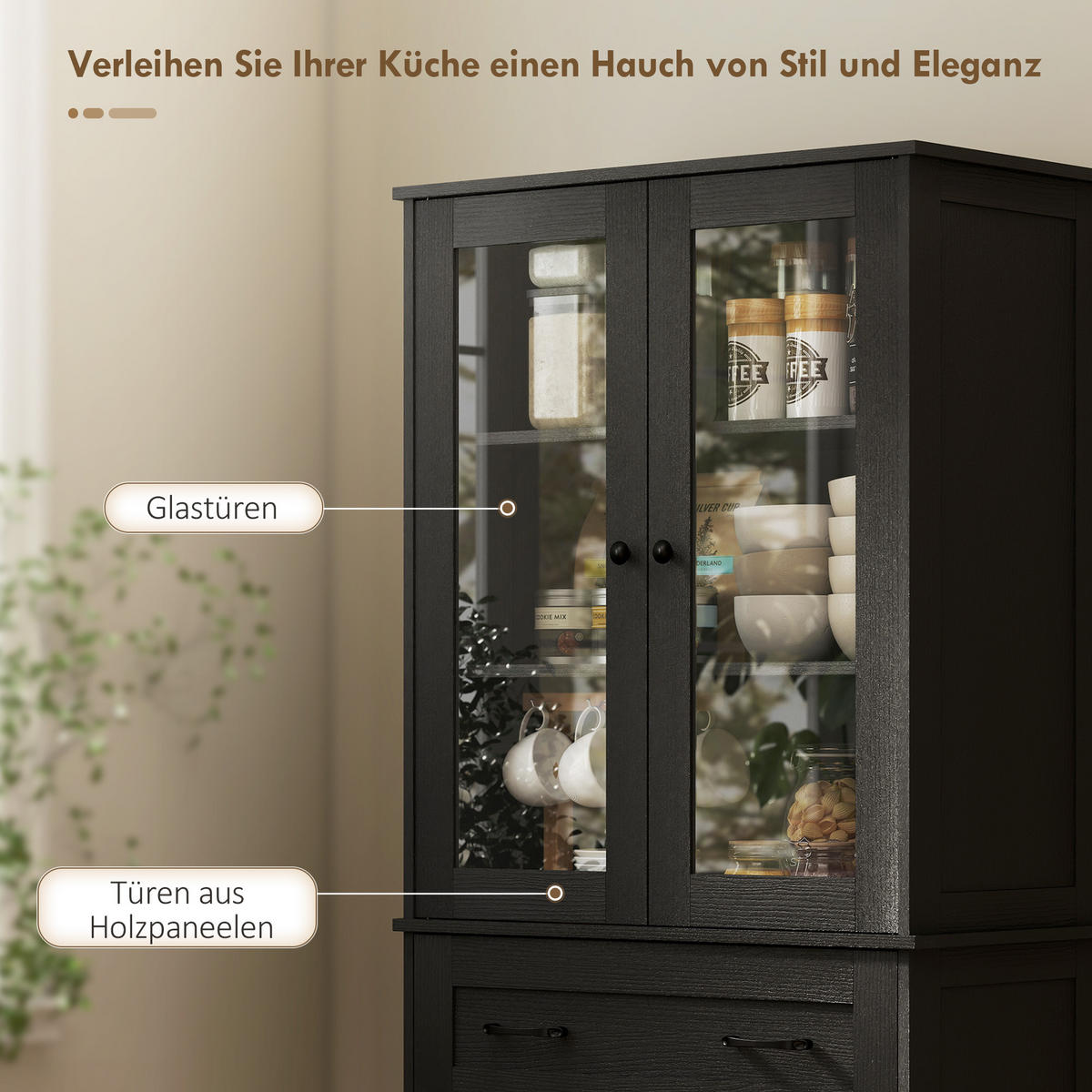 HIGHBOARD DE-08699 Acrylfront mit Schubladen Schwarz - Schwarz, Holzwerkstoff (40/182.5/76cm) - ComfortXL