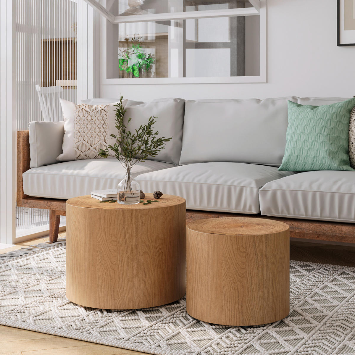 COUCHTISCH-SET Naturfarben 2er-Set 48/48/38 cm - Naturfarben, Holz (48/48/38cm) - PANGIVO