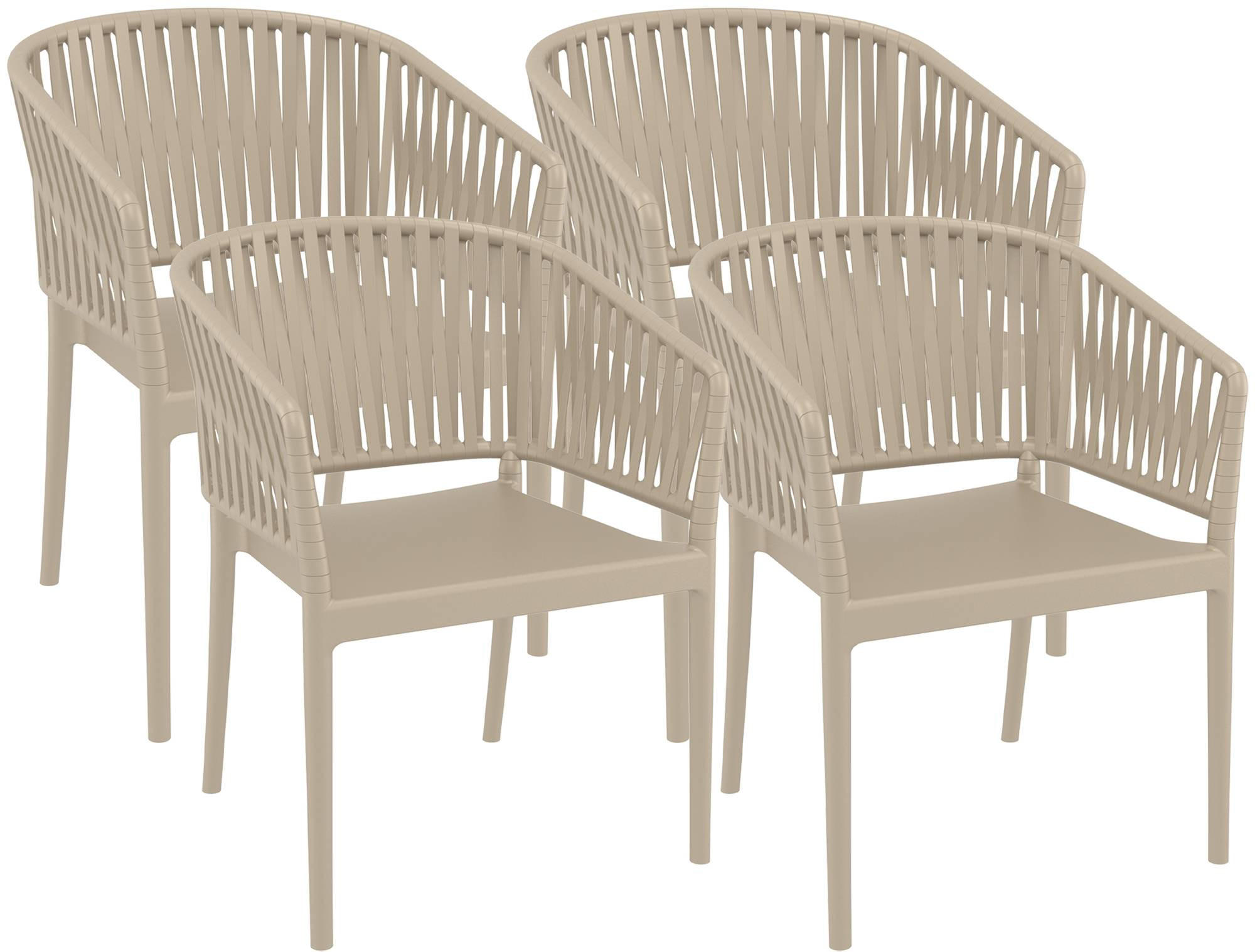 GARTENSTUHL 4er Set Kunststoff Taupe - Taupe, Kunststoff (58/80/58cm) - CLP