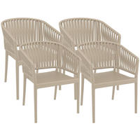 GARTENSTUHL 4er Set Kunststoff Taupe - Taupe, Kunststoff (58/80/58cm) - CLP