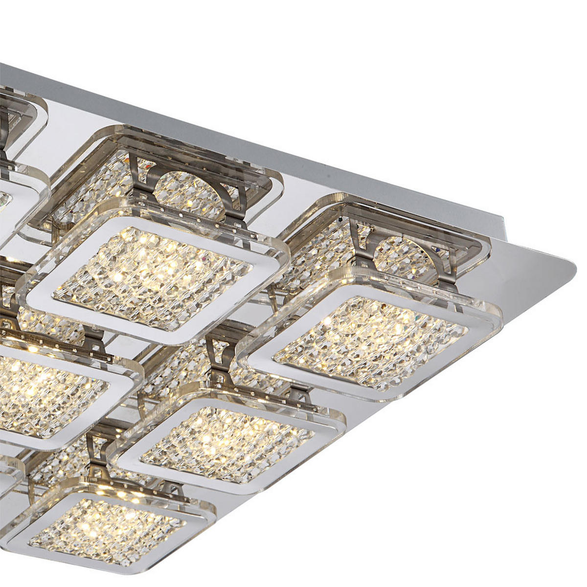 LED DECKENLEUCHTE Schelli Silber Kristalloptik - Silberfarben, Metall (40/40/6.5cm) - Globo Lighting