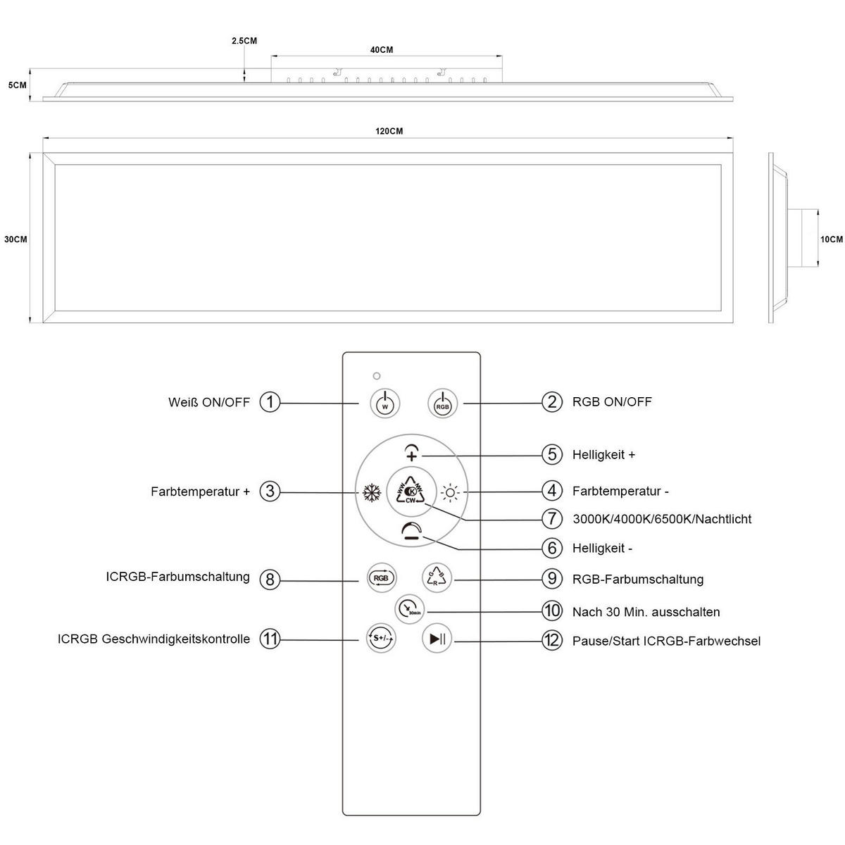 LED-DECKENLEUCHTE Maclean 119.5/29.5/5.6cm - Weiß, Metall (29.5/119.5/5.6cm) - Nettlife