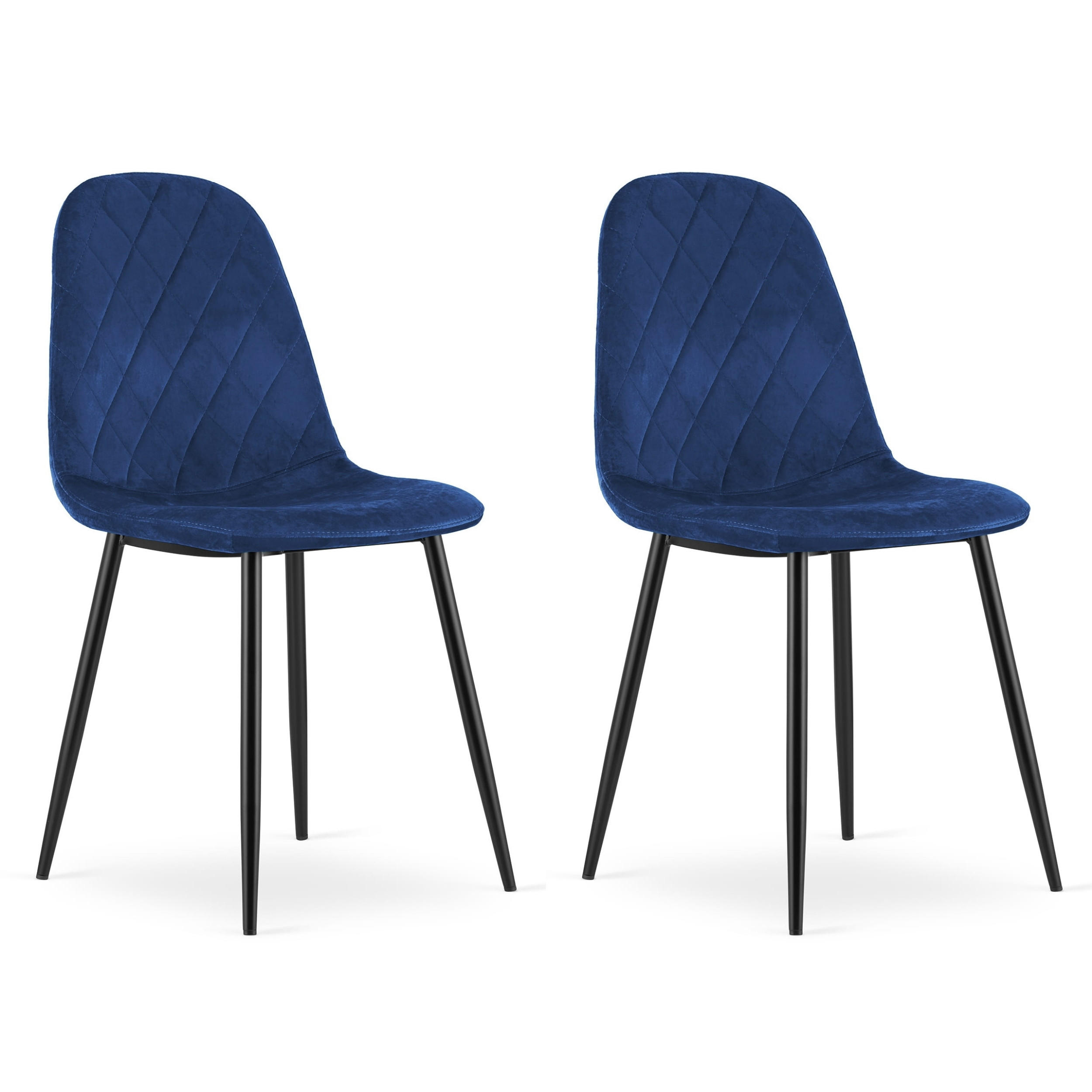 STUHL PIENZA 2-er Set, Blau, mit Samtstoff gepolstert - Blau, Textil/Metall (45/88/51cm) - Komodee