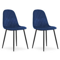 STUHL PIENZA 2-er Set, Blau, mit Samtstoff gepolstert - Blau, Textil/Metall (45/88/51cm) - Komodee