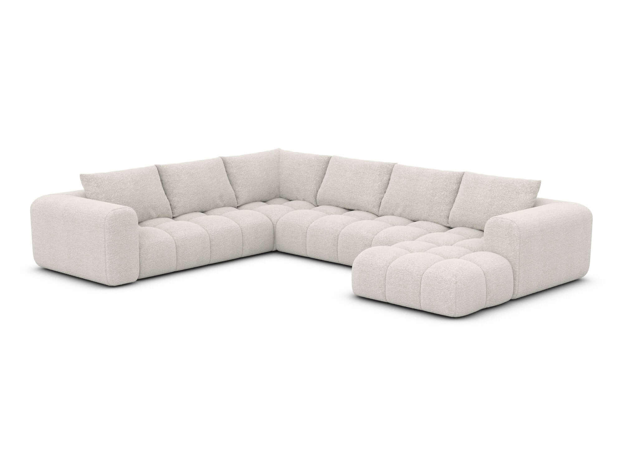 WOHNLANDSCHAFT Casaluna U-Form Weiß Bouclestoff - Weiß, Kunststoff (338/88/267cm)