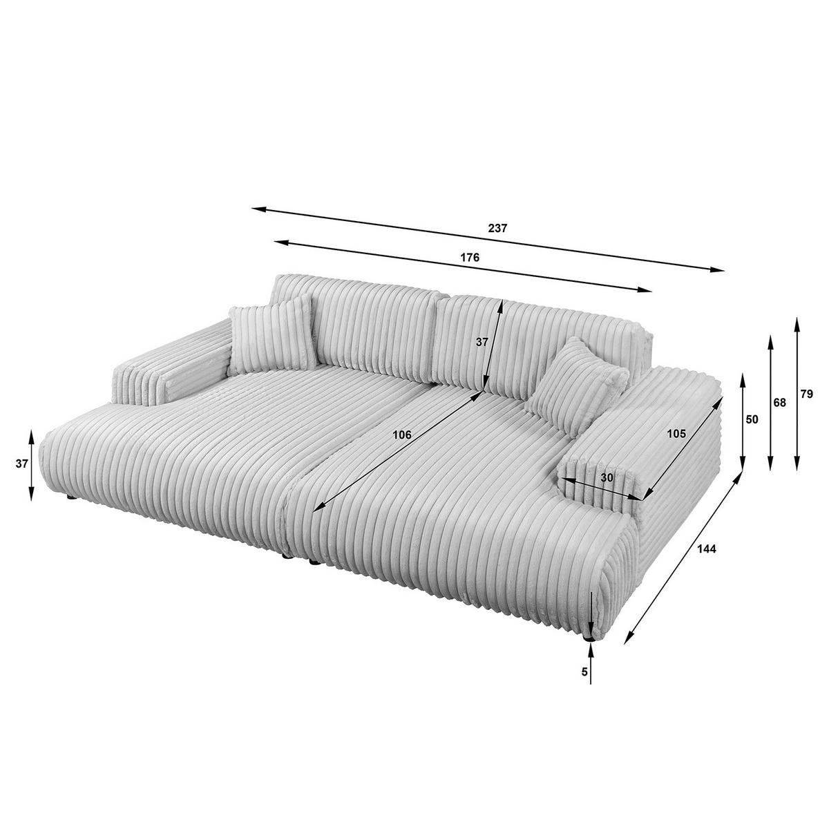 BIGSOFA - Taupe/Schwarz, Kunststoff/Textil (237/79/144cm) - home24
