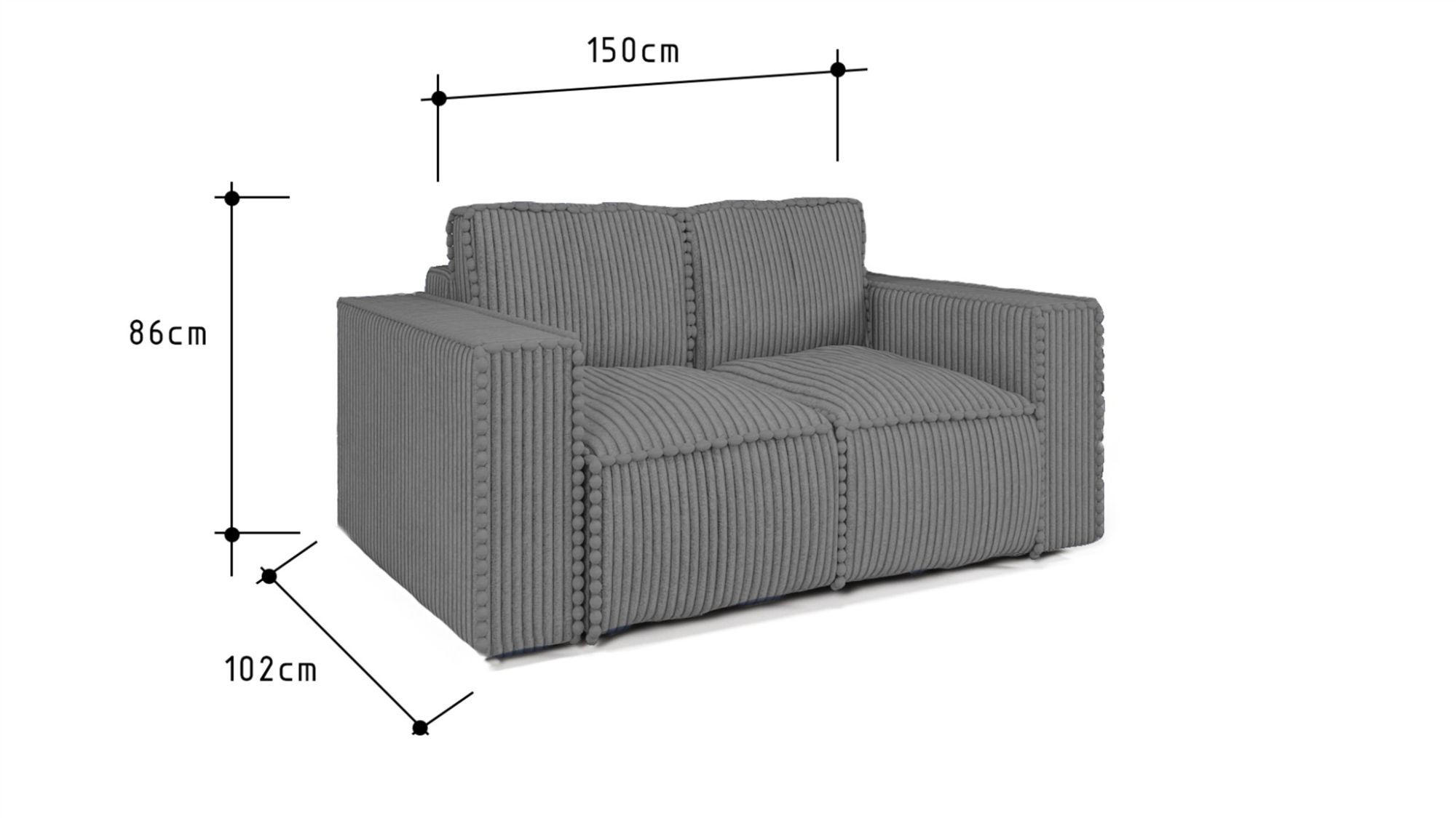Thumbnail - Fun Möbel Sofa, Grün, Textil, 150x86x102 cm, Wohnzimmer, Sofas & Couches, Sofas, 2-Sitzer Sofas