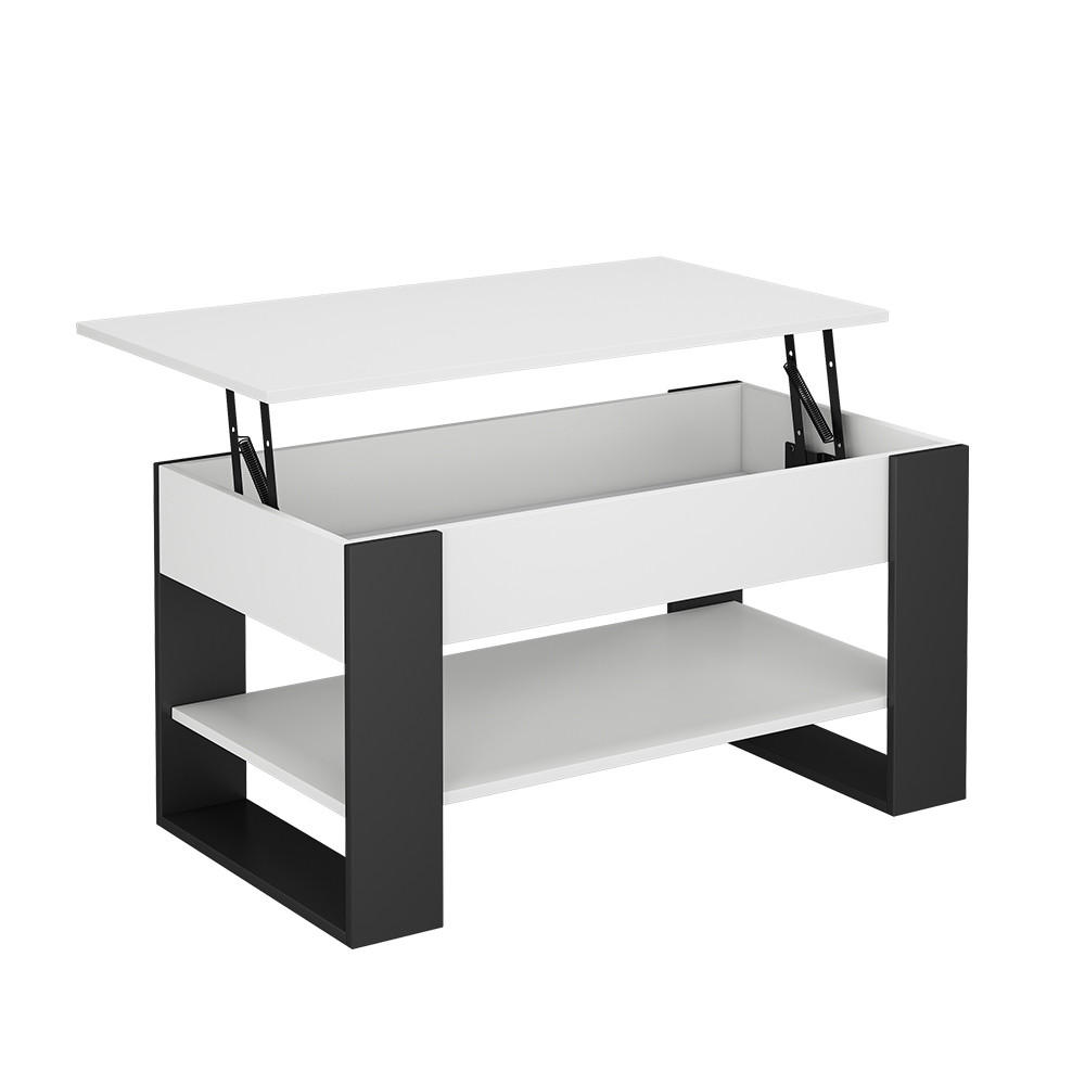 COUCHTISCH Lifto Weiß/Anthrazit 92 x 51 cm mit Liftfunktion - Anthrazit/Weiß, Holzwerkstoff (51/92/47cm) - Vicco