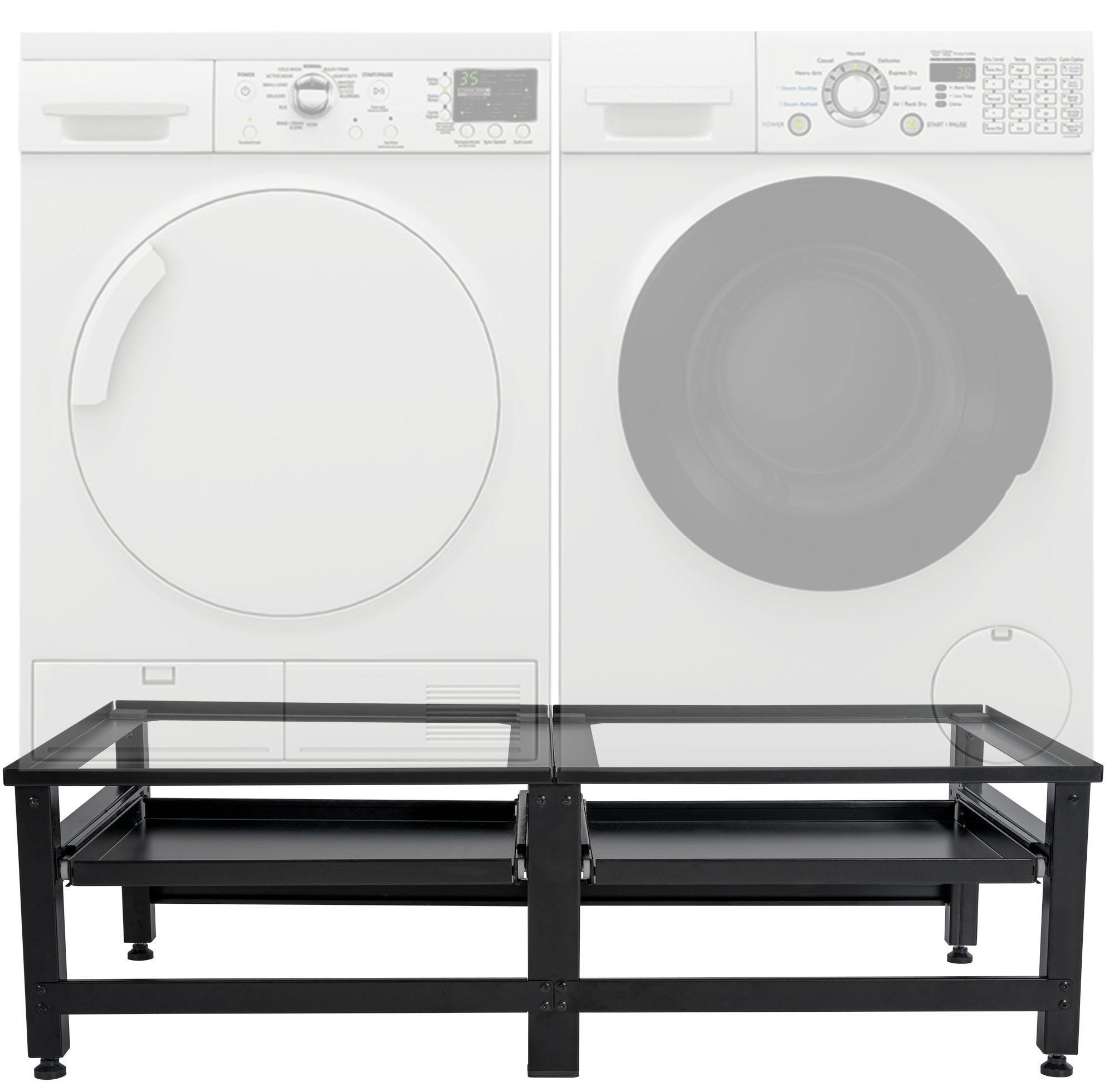 WASCHMASCHINENUNTERGESTELL doppelt DAVID für je 200kg Schwarz - Schwarz, Metall (124/38/61cm) - DELUKE