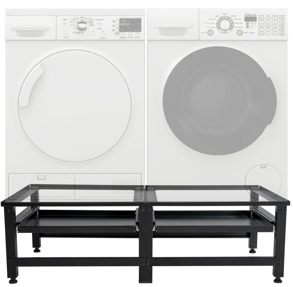 WASCHMASCHINENUNTERGESTELL doppelt DAVID für je 200kg Schwarz - Schwarz, Metall (124/38/61cm) - DELUKE