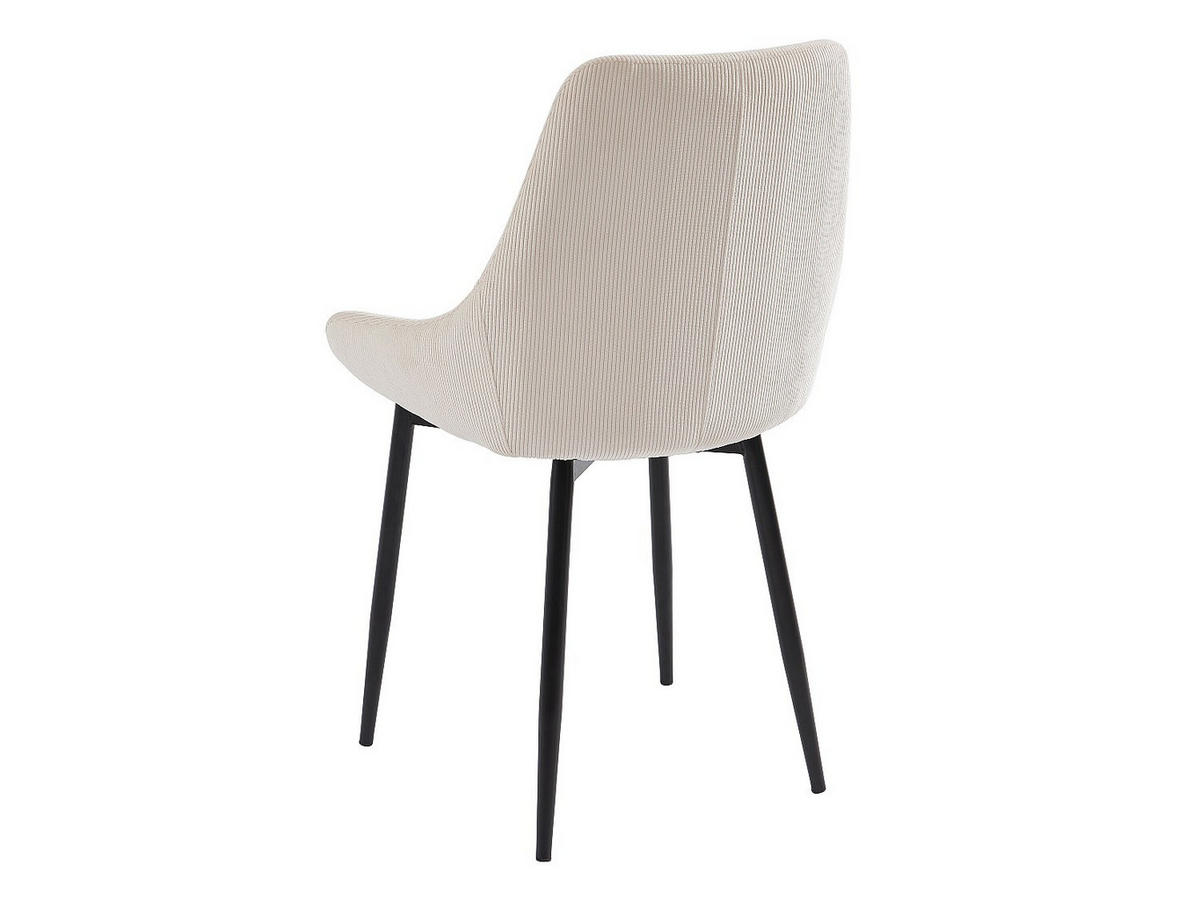 STUHL 6er-Set - Cord & Metall - Cremefarben - MASURIE - Creme, Textil (49/85.5/56cm) - Vente-Unique