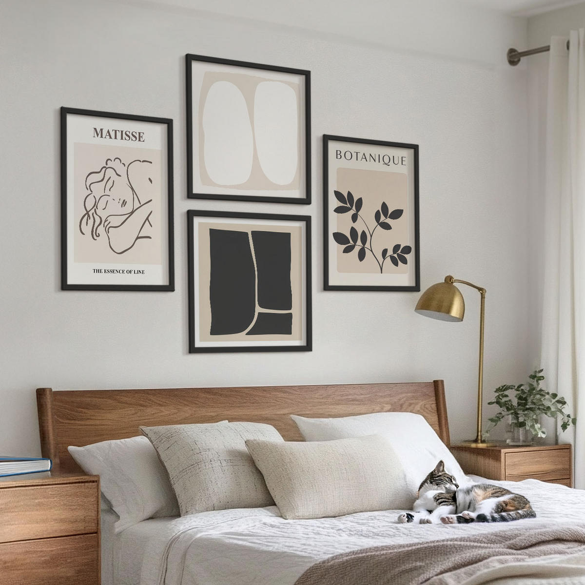 WANDBILDER 4er-Set - 50x50 cm & 40x60 cm Schwarzer Rahmen - Matisses stilvolle Pflanzenbilder - Schwarz, Kunststoff (50/50cm) - ArtPrintCave