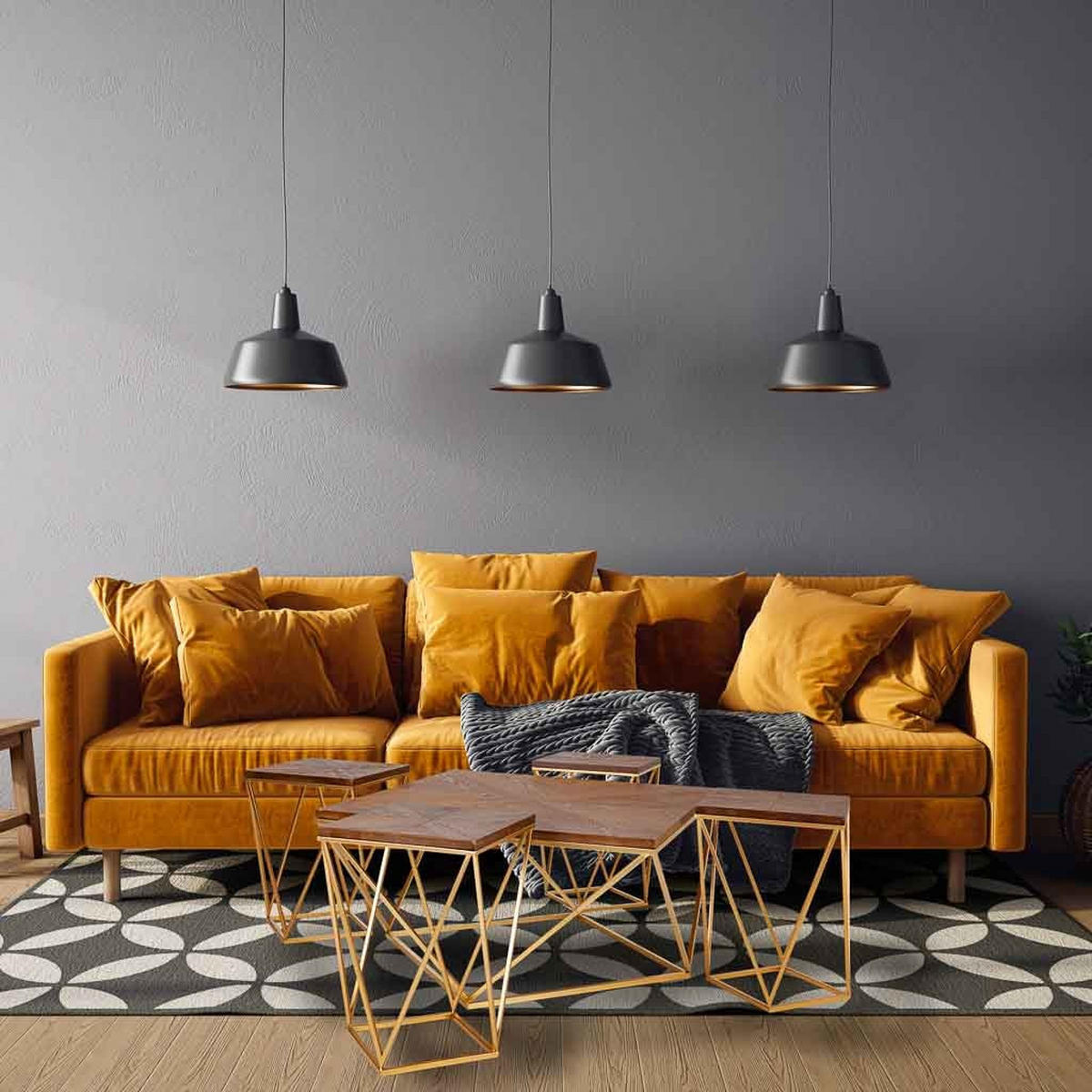 COUCHTISCH , 5er-Set - Goldfarben, Metall (200/200/50cm) - Wanderlust