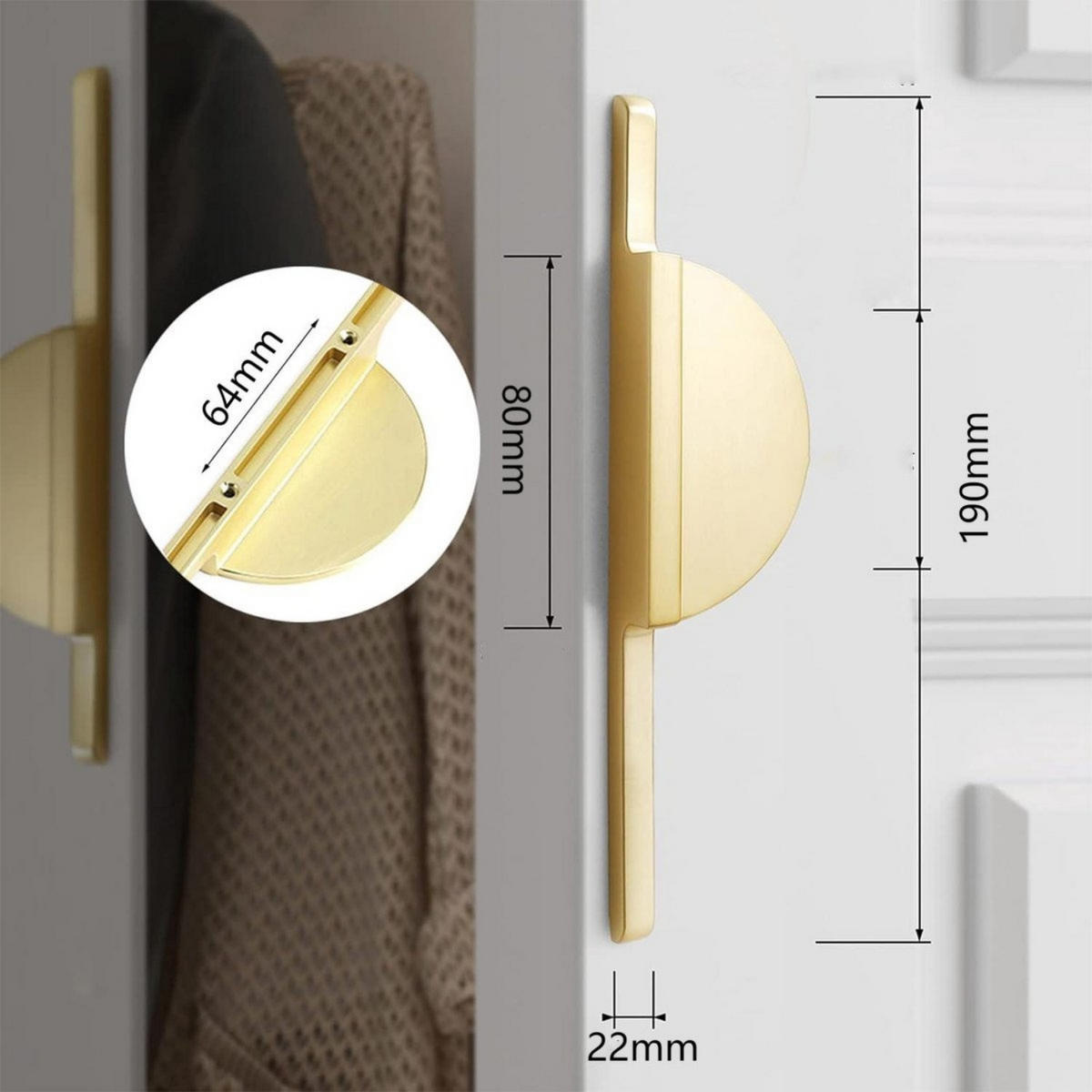 HALBMONDGRIFF 2er-Set Vergoldet Zinklegierung ~9,5 x 2,5 x 3,5 cm Lochabstand 64 mm Schrauben - Goldfarben, Metall (2.5/3.5/9.5cm) - MCBOSON