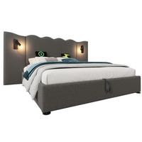 POLSTERBETT mit Stauraum 160x200 cm Leinen Grau USB & Leselampe - Grau, Metall (160/200cm) - Meubliv