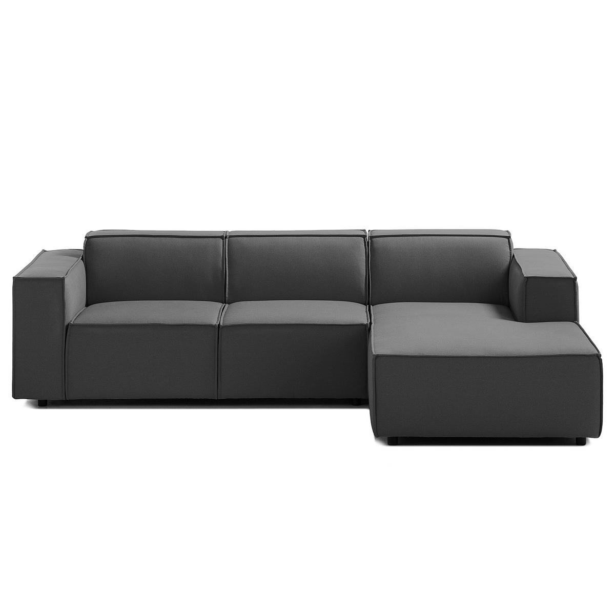 ECKSOFA mit Longchair - Anthrazit/Schwarz, Kunststoff/Textil (260/177cm) - home24