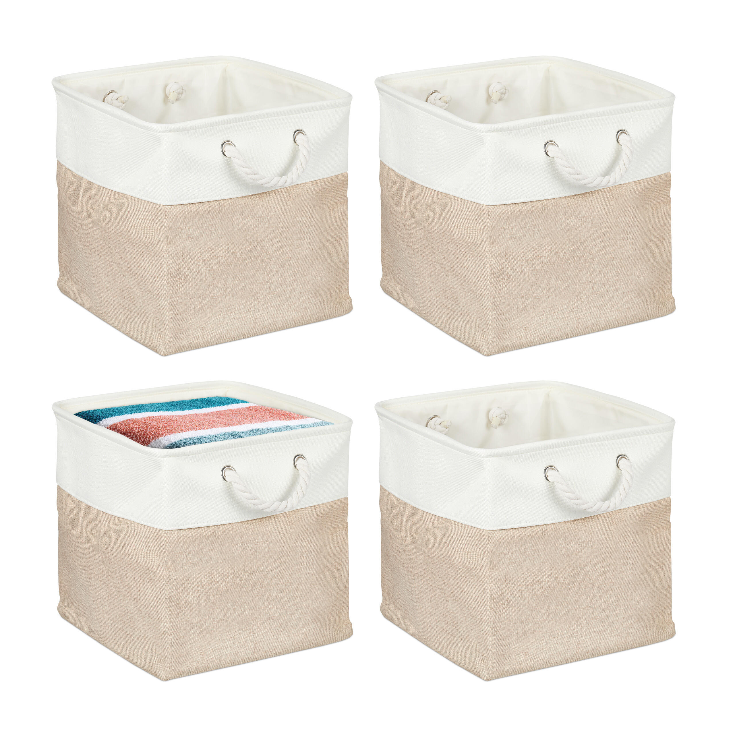 4XAUFBEWAHRUNGSKORB - Multicolor, Textil/Metall (33/33/33cm) - Relaxdays