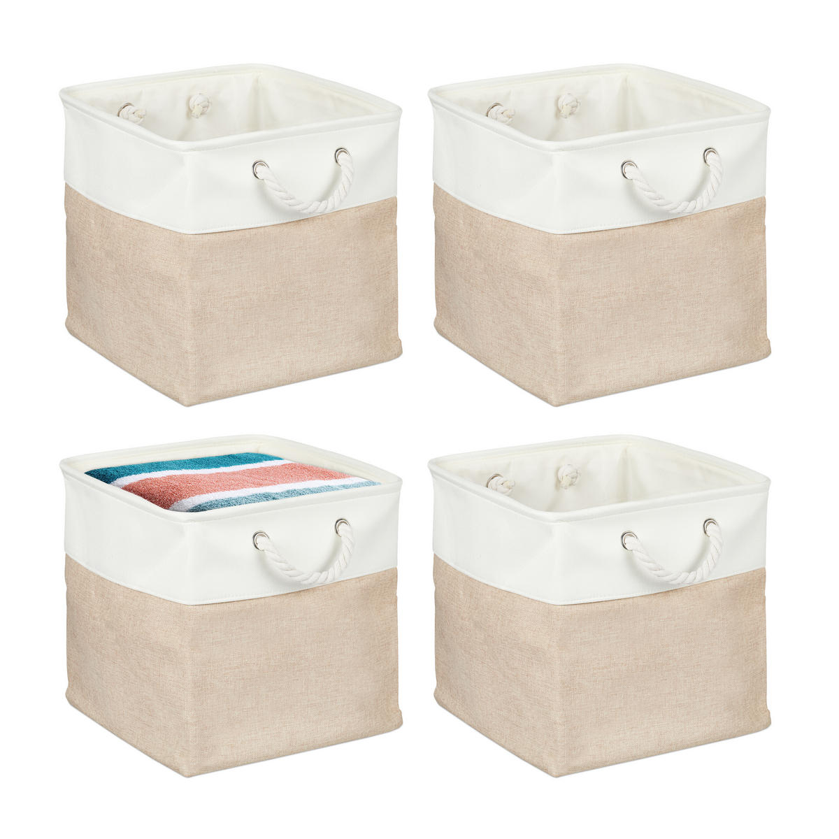 4xAUFBEWAHRUNGSKORB - Multicolor, Textil/Metall (33/33/33cm) - Relaxdays