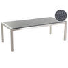 GARTENTISCH Edelstahl/Granit grau poliert 220/100 cm Grosseto - Silberfarben/Grau, Stein (220/100/74cm) - Beliani