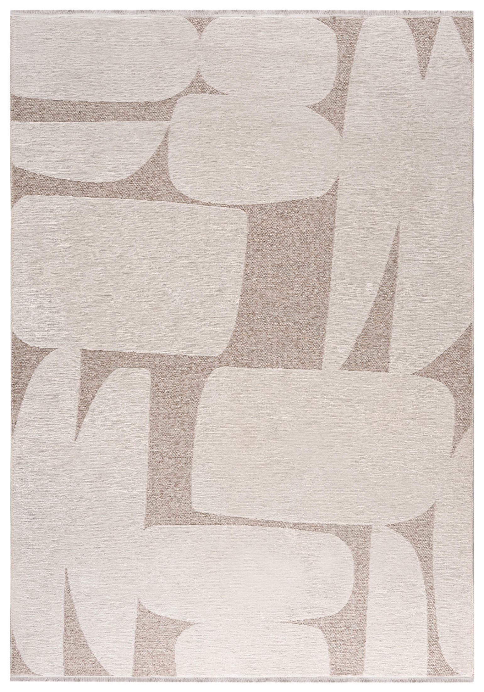TEPPICH Zweiseitiger Beige Modern Abstrakt - Kurzflor Rechteckig Weich - Weiß Ecru Creme - 160 x 200 cm - Beige, Textil (160/200cm) - Mazovia