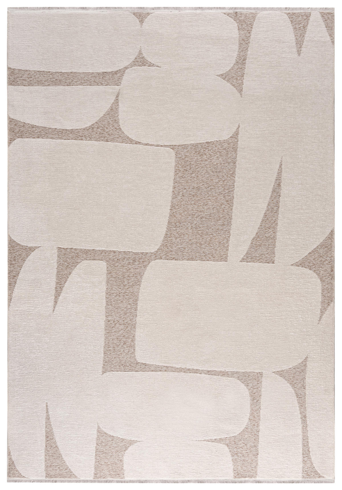 TEPPICH Zweiseitiger Beige Modern Abstrakt - Kurzflor Rechteckig Weich - Weiß Ecru Creme - 160 x 200 cm - Beige, Textil (160/200cm) - Mazovia