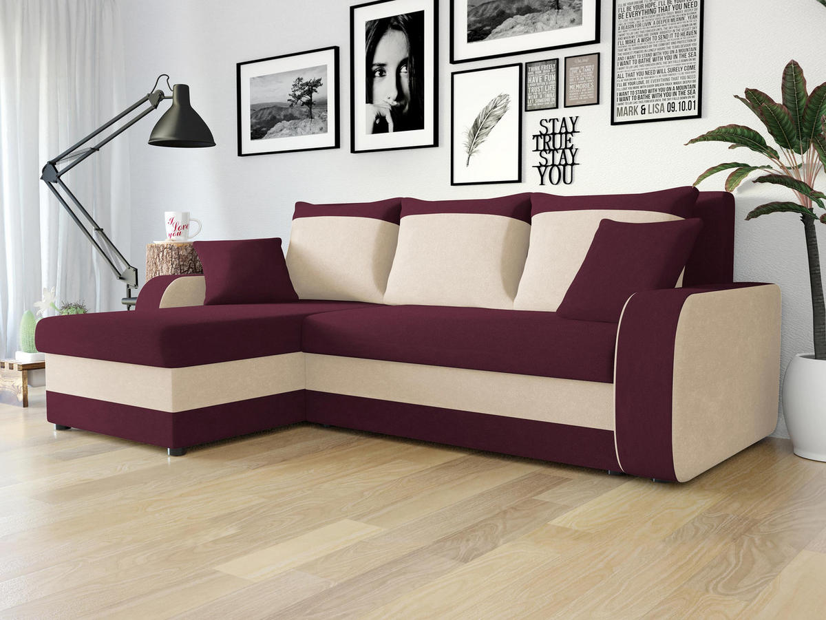 ECKSOFA Kris - Violett/Schwarz, Holz/Kunststoff (238/147cm) - MIRJAN24