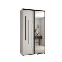 SCHWEBETÜRENSCHRANK 235,2/140/45 2-türig - Schwarz/Weiß, Holz/Metall (140/235/45cm) - Abiks Möbel