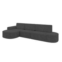 ECKSOFA mit Schlaffunktion Ottomane Links MARI L2-S 368X167X85 Dunkelgrau Velours - Dunkelgrau/Schwarz, Holzwerkstoff/Kunststoff (368/167cm) - ALTDECOR