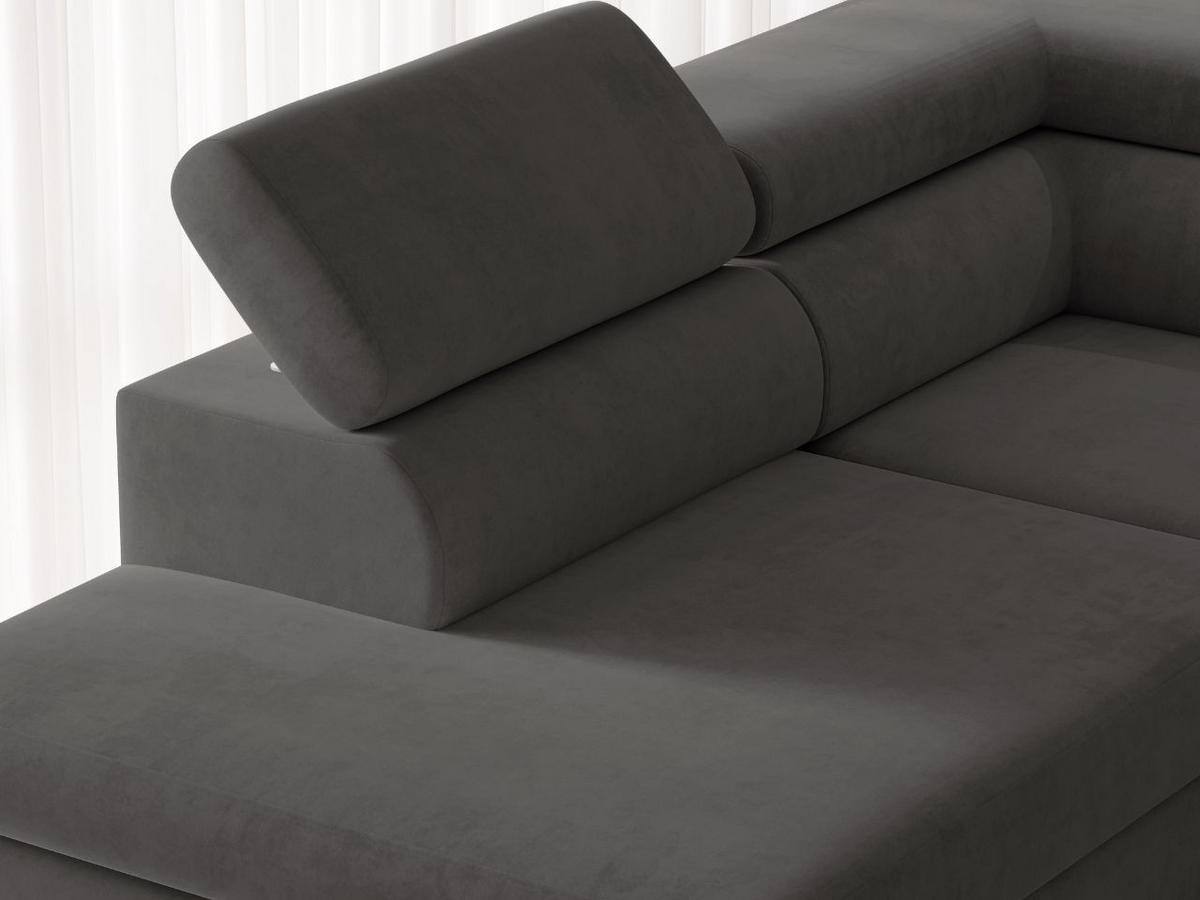 ECKSOFA Argon U Dunkelgrau - Dunkelgrau/Schwarz, Holz/Textil (322/145cm) - Graingold